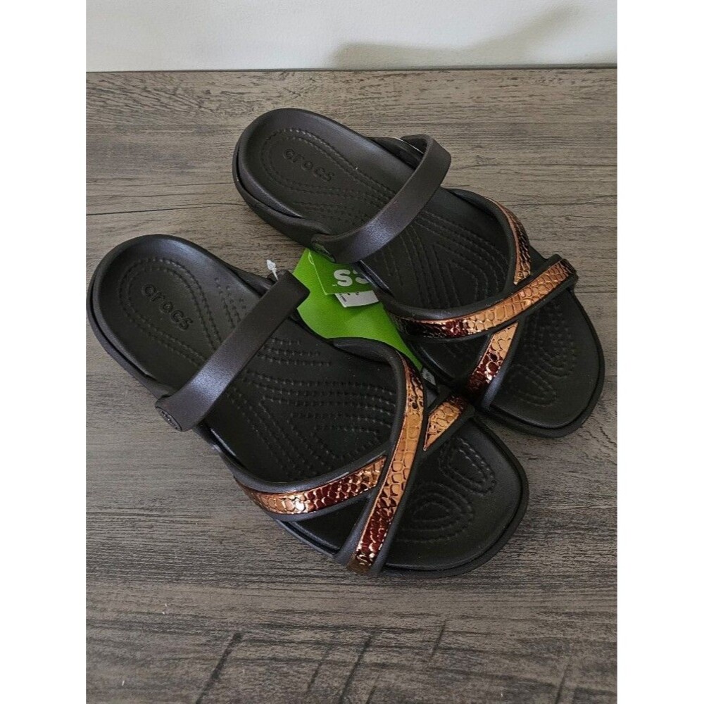 Crocs Sample Clogs NEW Not For Resale Tag Size Women 7 Maleen Metal Brown